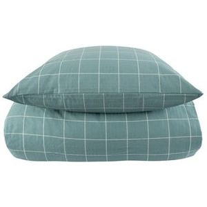 Tweepersoons dekbed 200x220 cm - Dusty Green Check - Seersucker beddengoedset - Borg Living