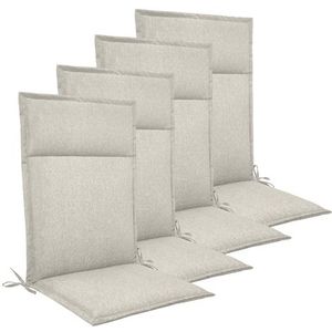 Tuinkussenpakket voor verstelbare stoel 4 stuks. - Beige universele kussens met 5 cm schuimvulling - Goed comfort schuim & UV-beschermde hoes - Nordstrand Home kussens