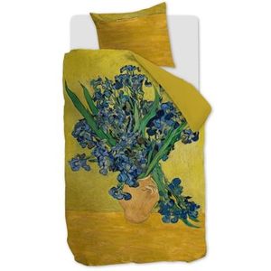 Bloemen beddengoed 140x200 cm - Geel dekbedovertrek in 100% katoensatijn - Van Gogh Irises - Beddinghouse bedlinnen