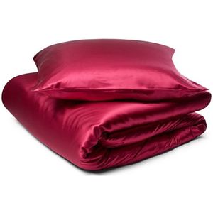 Zijden beddengoed 200x220 cm - Pruimkleurig beddengoed voor tweepersoons dekbed - 100% moerbeizijde - By Borg