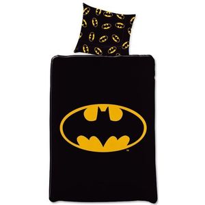 Batman - Dekbedovertrekset - Zwart en Geel - 140x200 cm - Omkeerbaar met Groot Batman Logo