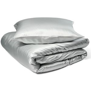 Zijden beddengoed 200x220 cm - Stofgrijs zijden beddengoed voor tweepersoons dekbed - 100% moerbeizijde - By Borg