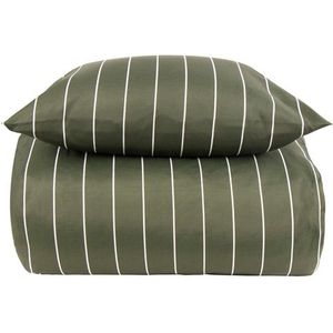 Beddengoed 140x200 cm - Groen gestreept beddengoed - Borg Living beddengoed in polycotton