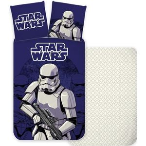 Star Wars - Dekbedovertrek - 140x200 cm - Dubbelzijdig Ontwerp met Stormtrooper - 100% Katoen