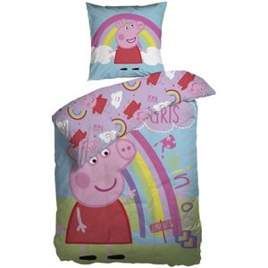 Biologisch Gurli Gris beddengoed 140x200 cm - Gurli Gris en de regenboog - Beddenset van 100% biologisch katoen