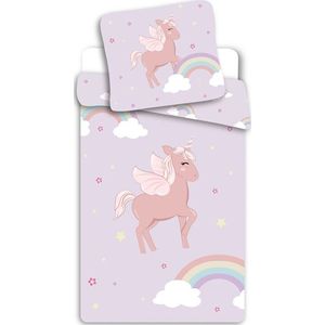 Junior beddengoed 100x140 cm - Unicorn - Bedset met eenhoorn - 2 in 1 design - 100% katoen