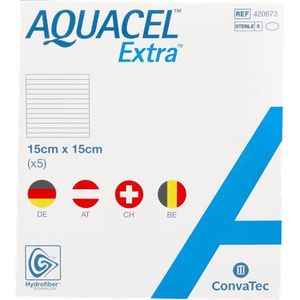 Aquacel Extra Verband Hydrofiber + versterk. 15x15cm 5  -  Convatec