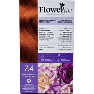 Flowertint - Koper Blond 7.4 - Permanente Crème Haarkleuring - 140 ml