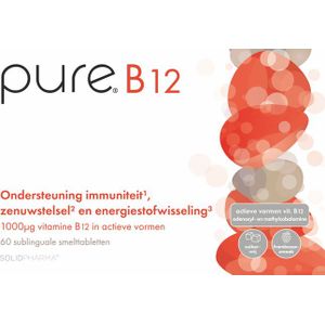Pure - B12 Smelttabletten - Framboos - 60 Stuks - Hooggedoseerd Vitamine B12