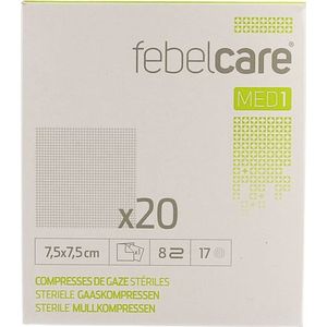 Febelcare Gaaskompres Steriel 7,5x 7,5cm 20x1