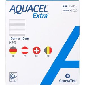 Aquacel Extra Verband Hydrofiber + versterk. 10x10cm 10  -  Convatec