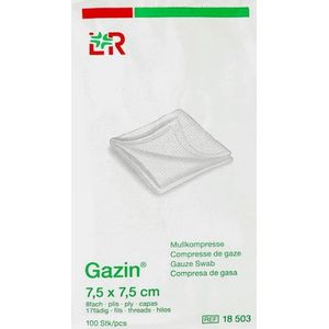 Gazin Kompres Niet steriel 8p 7,5x 7,5cm 100 18503  -  Lohmann & Rauscher