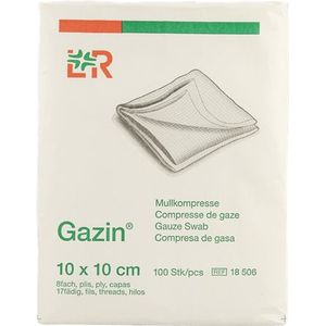 Lohmann & Rauscher - Gazin - Gaaskompressen - 10,0 x 10,0 cm - Niet Steriel - 8 Stuks