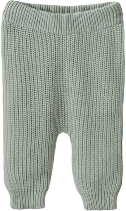 Mushie - Chunky Knit Pants - Babybroekje - Mintgroen - 0-3 maanden