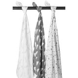 Meyco Baby Clouds/Dots/Feathers swaddle - 3-pack - hydrofiel - grey - 120x120cm