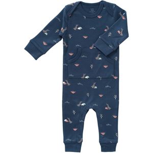 Fresk Pyjama voor Baby's - Newborn - Boxpakje zonder Voeten - Babypakje - Biologisch Katoen - Blauw - Rabbit Mood Indigo