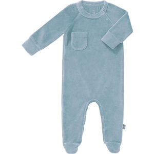 Fresk Baby Pyjama Velours Met Voeten Blue Fog