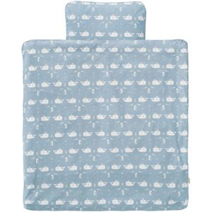 Fresk Dekbedovertrek Whale Blue Fog 80x80cm