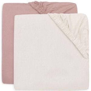 Hoeslaken Jersey 70/75x140/150cm - Wild Rose/Ivory - 2 Stuks