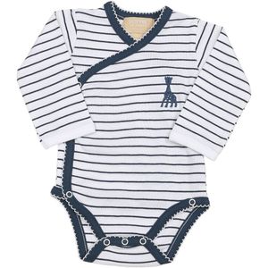 Sophie de giraf - romper - wit - met blauwe streep - met sierrandje - 3 Maanden - 60cm
