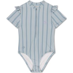 Swim Essentials - Groen Gestreept - Meisjes UV Badpak - Korte Mouwen