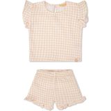 Swim Essentials | Oranje/Wit Geruit Meisjes Set Strand- Muslin - Maat 62/68