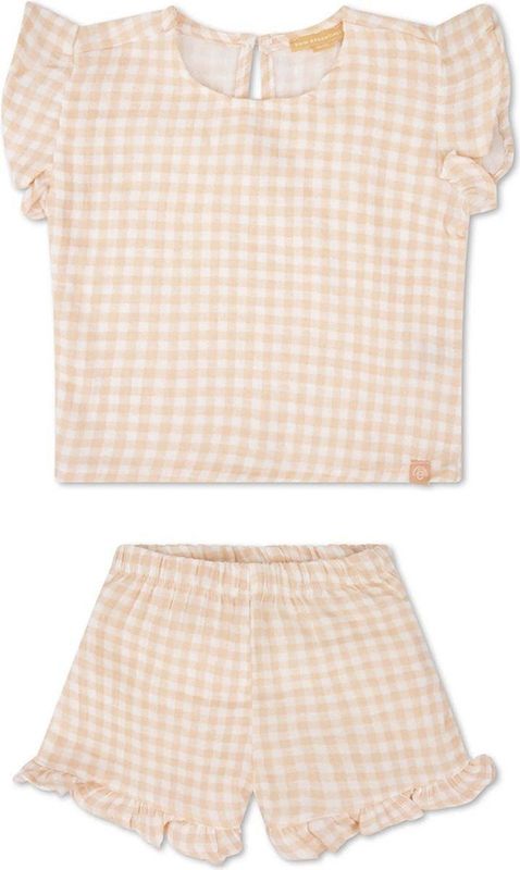 Swim Essentials | Oranje/Wit Geruit Meisjes Set Strand- Muslin - Maat 62/68