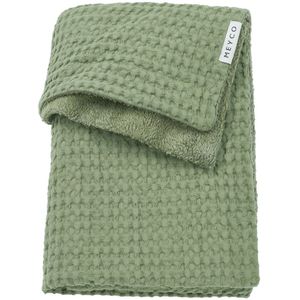 Meyco Wiegdeken Wafel Teddy Olive Green 75X100cm
