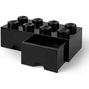 LEGO Zwarte opslagsteen met 8 noppen en 2 lades