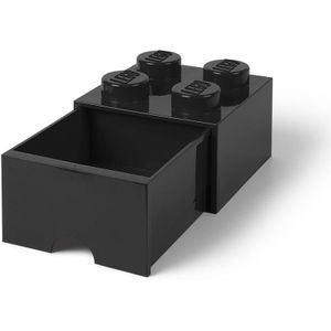 LEGO Zwarte opslagsteen met 4 noppen en een lade