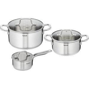 Tefal Virtuoso E4926S75 6-delige set: Steelpan 14 cm + 2 kookpotten 20/24 cm + 3 deksels