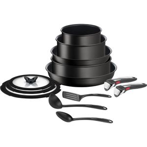 Tefal Ingenio Unlimited On L3959343 13-delige set:  2 braadpannen 24/28 cm + 2 steelpannen 16/20 cm + sauteerpan 24 cm + 2 handgrepen + 3 deksels + 3 keukenaccessoires