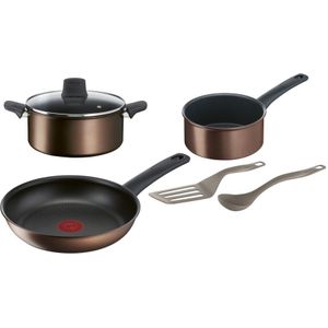 Tefal Resource G2539132 6-delige set: Braadpan 26cm + steelpan 18cm + kookpot 24cm + deksel + 2 keukenaccessoires