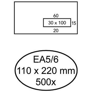 Envelop Hermes EA5/6 110x220mm venster 3x10rechts zelfkl 500