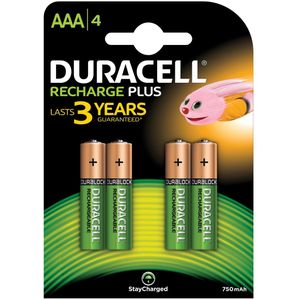 Duracell oplaadbare batterijen Recharge Ultra AAA, blister van 4 stuks