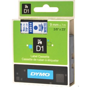 Dymo D1 tape 9 mm, blauw op wit