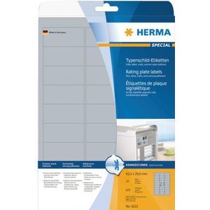 Etiket Herma 4222 63.5x29.6mm folie zilver 675stuks