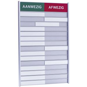 Aan- afwezigheidsbord voor 15 namen