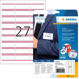 Naambadge etiket HERMA 4512 63.5x29.6mm wit/rood