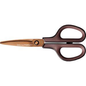 Plus FitCut Curve PREMIUM schaar, 17,5 cm, titanium bladen, bruin, op blister