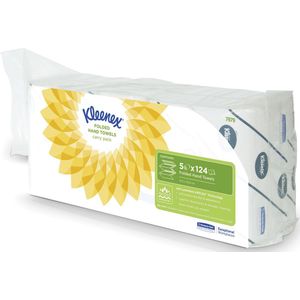 Kleenex papieren handdoeken Ultra, intergevouwen, 2-laags, 124 vellen, pak van 5 stuks