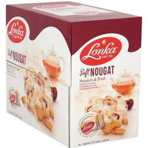 Lonka Nougat, per stuk verpakt, 12g, doos van 214 stuks, pinda vrucht