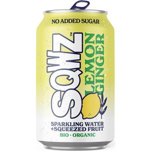 SQWZ frisdrank Lemon Ginger BIO, blikje van 33 cl, pak van 12 stuks