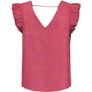 Only ONLSTAR LIFE S/S FRILL STRING TOP P 15318977 FUCHSIA PURPLE Roze