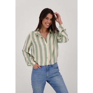 Zusss OVERSIZED BLOUSE MET STREPEN 0304 048 0024 SALIEGROEN ECRU Groen