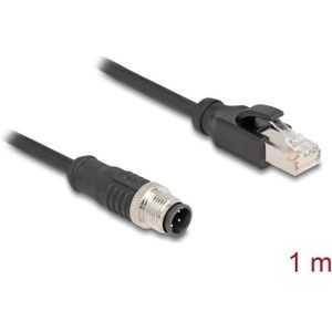 Delock M12 Kabel D-kodiert 4 Pin Stecker zu RJ45 Stecker PVC 1 m - HQ