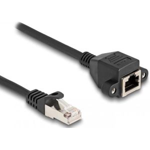 Delock RJ50 Verlängerungskabel Stecker zu Buchse S/FTP 0,5 m schwarz
