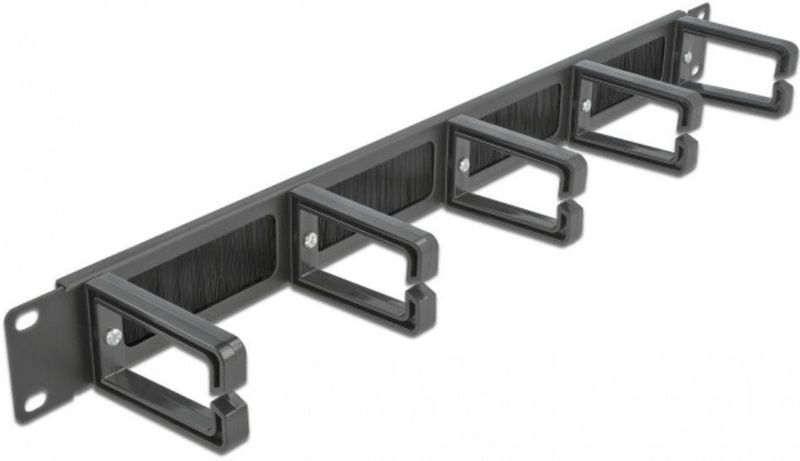 Delock 19″ Kabelmanagement Bürstenleiste mit 5 Halterungen 1 HE sch