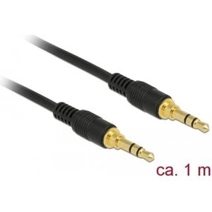 Delock Klinkenkabel 3,5 mm 3-polig Stecker > Stecker 1 m schwarz - Del