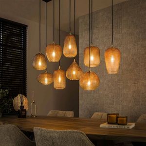 GM Hanglamp Dot Pattern 9-Lichts Amberkleurig Glas Amber - Metaal/Glas